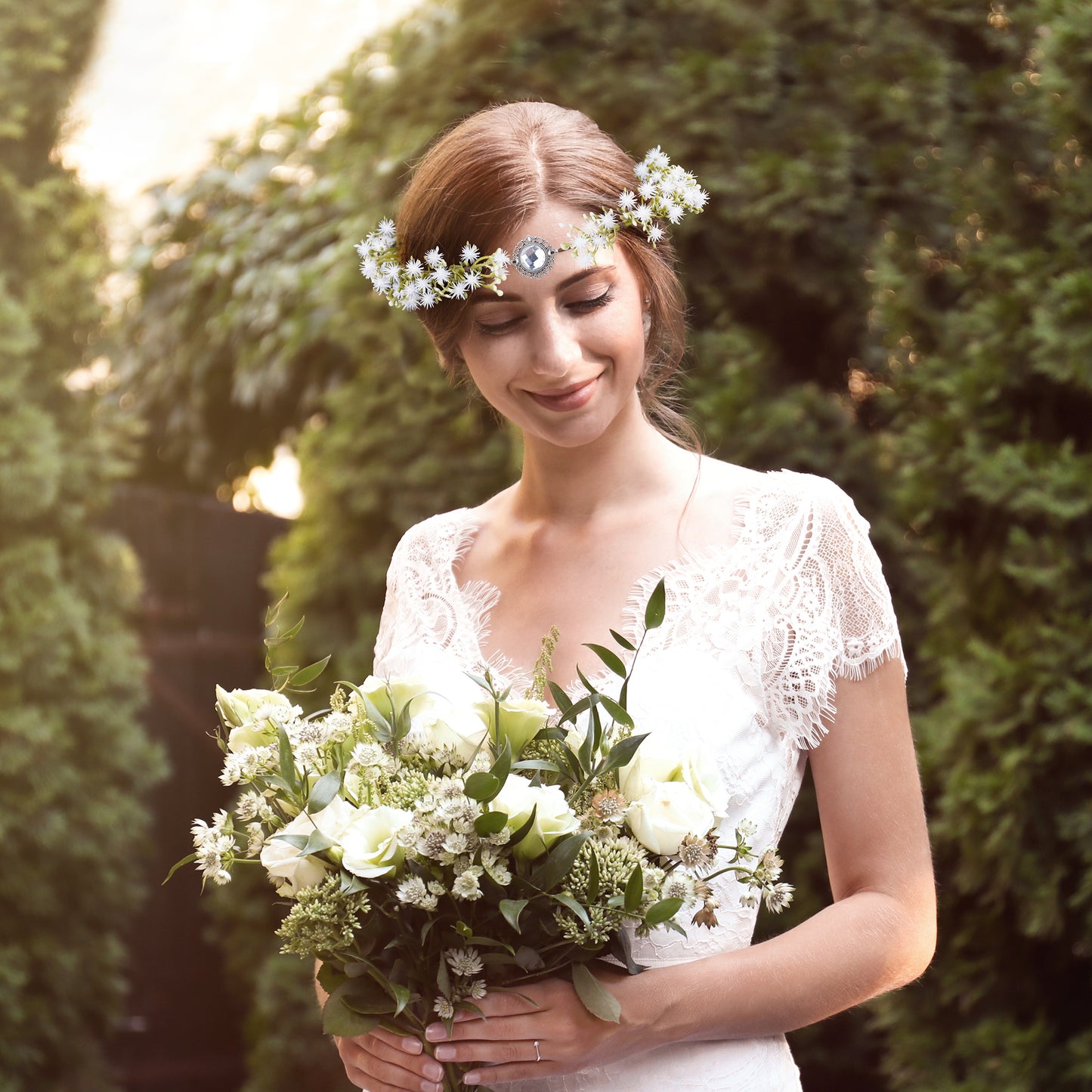 Moon Leaf Headband: Woodland Fairy Crown, Dark Green Elven Circlet