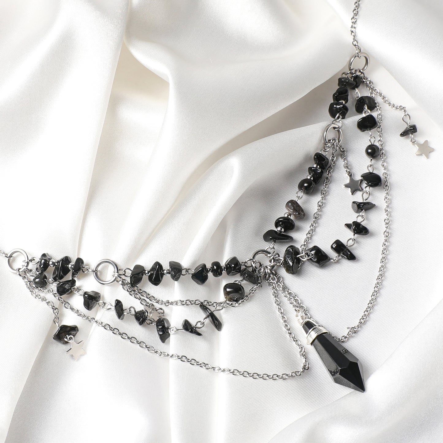 MOSTORY Balck Gothic Crystal Necklace