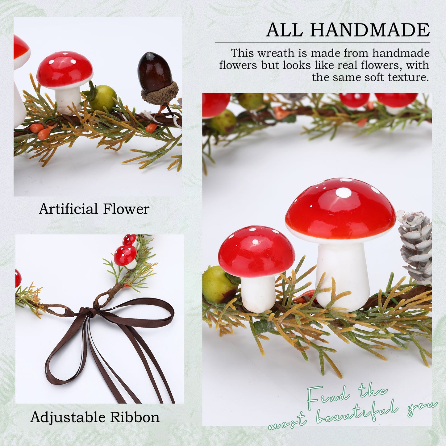 Elf Woodland Headpiece, Red Mushroom Hair Wreath