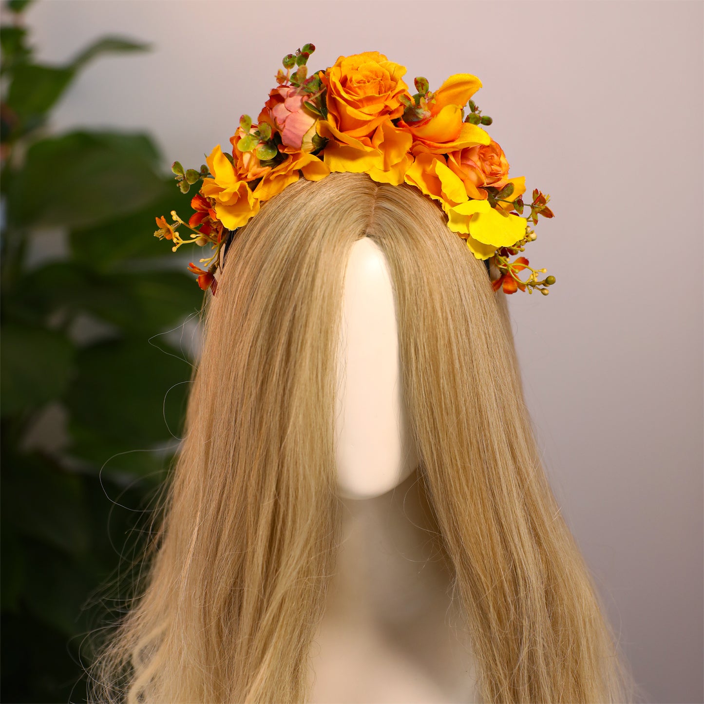 Handmade Mexican Flower Headband Orange - Floral Crwon Bohemia Headpiece
