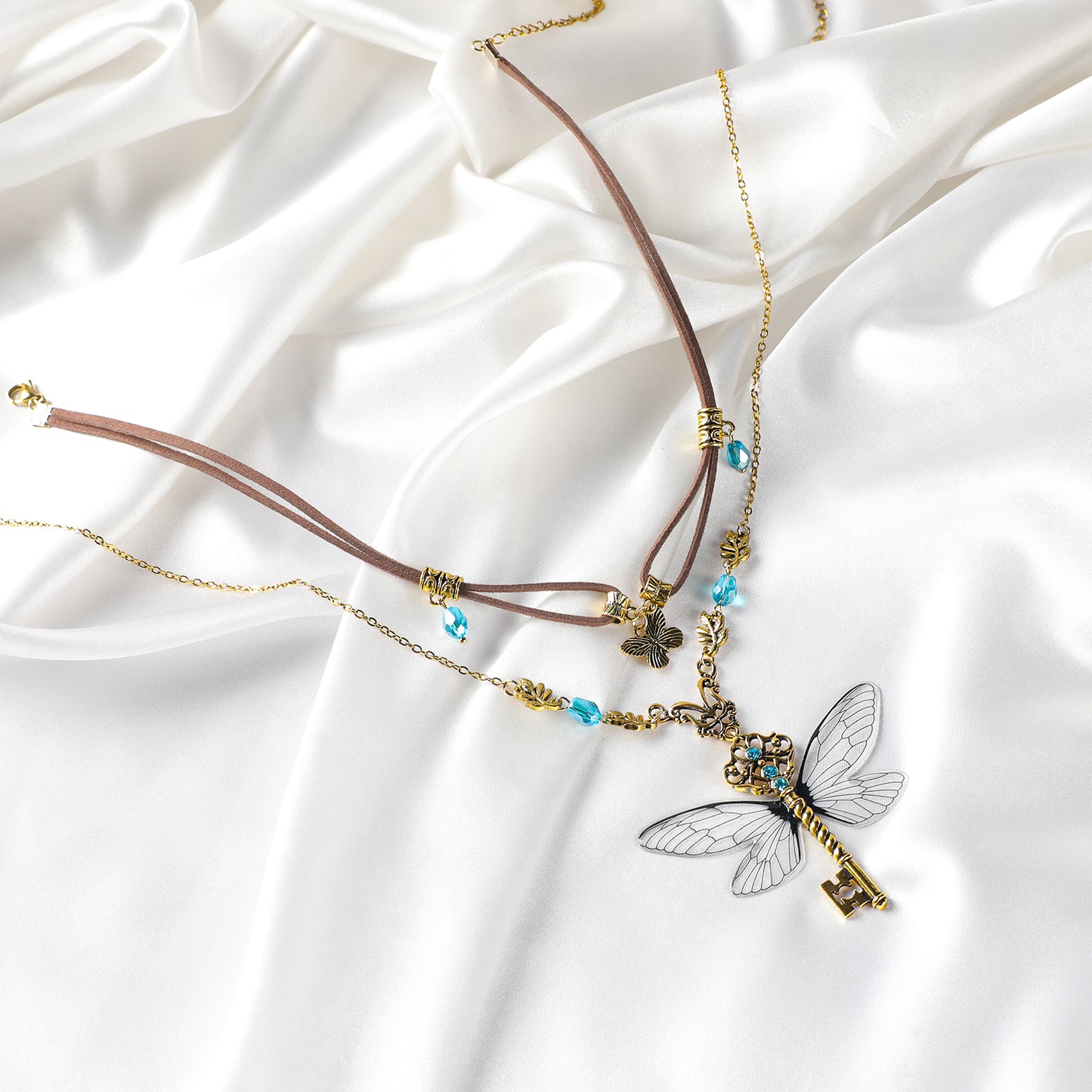 MOSTORY Butterfly Neckalce Fairy Charm Choker Pedant Key Necklace