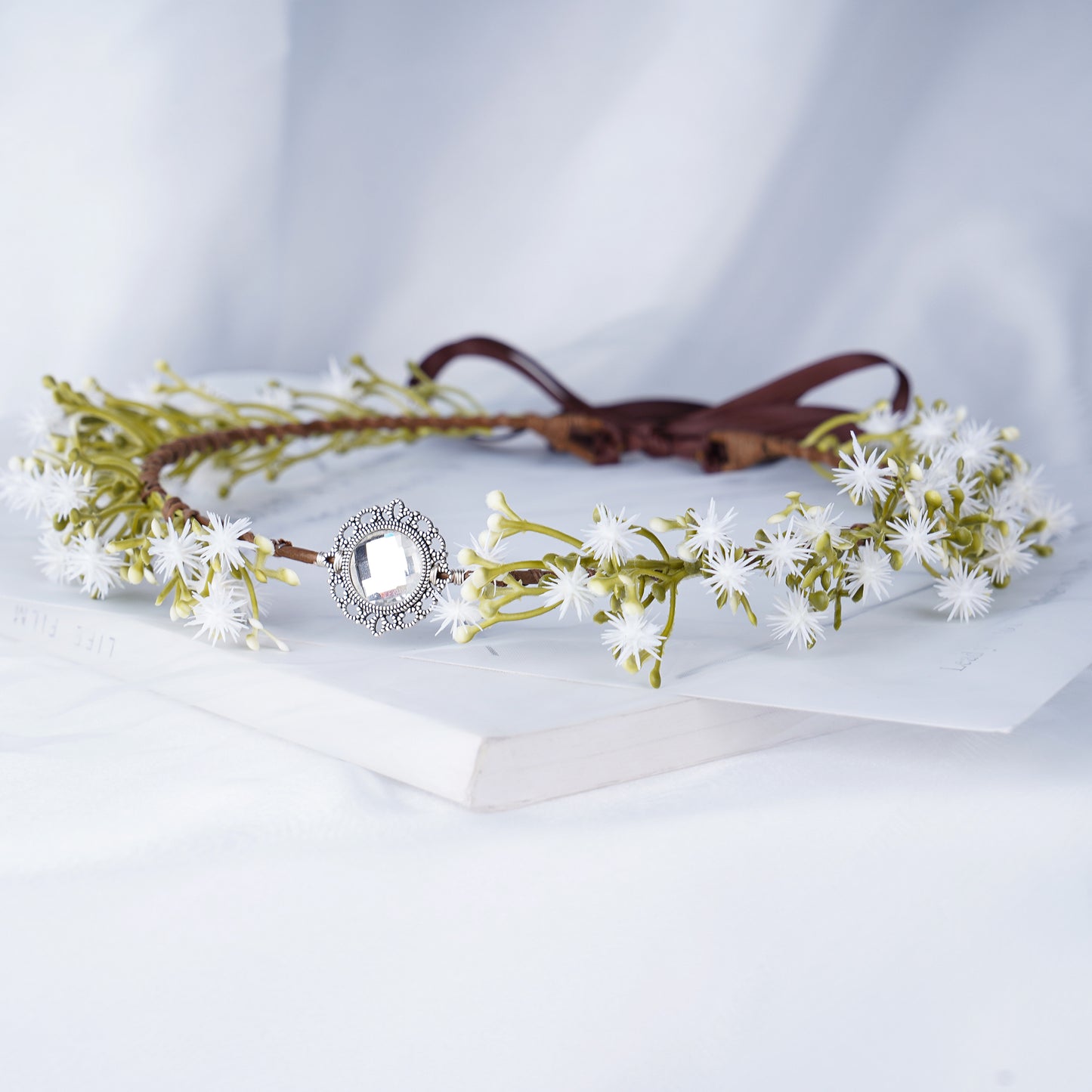 Moon Leaf Headband: Woodland Fairy Crown, Dark Green Elven Circlet