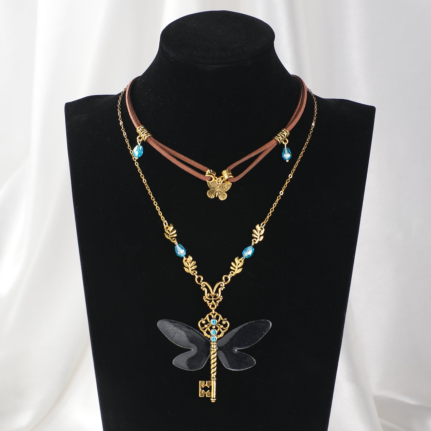 MOSTORY Butterfly Neckalce Fairy Charm Choker Pedant Key Necklace