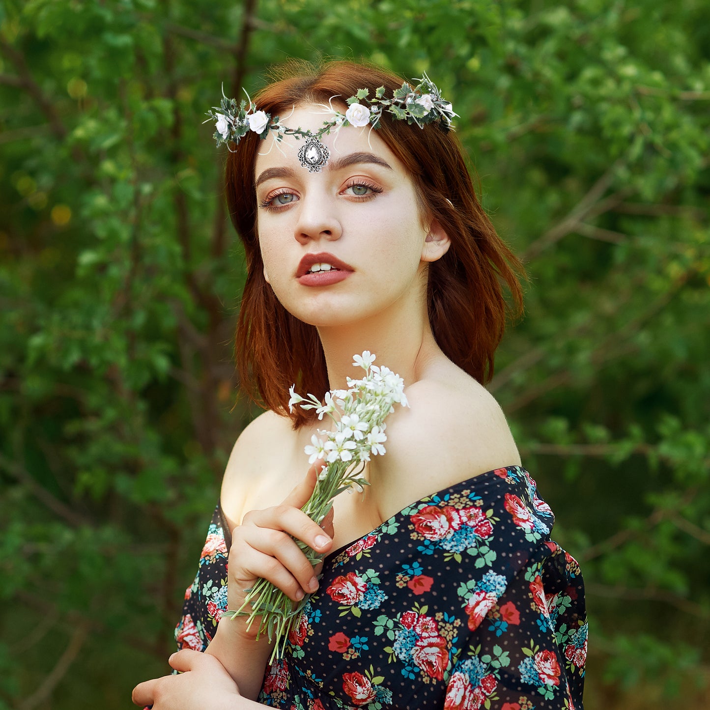 Elf Woodland Crown Headband Green Leaf Headpiece