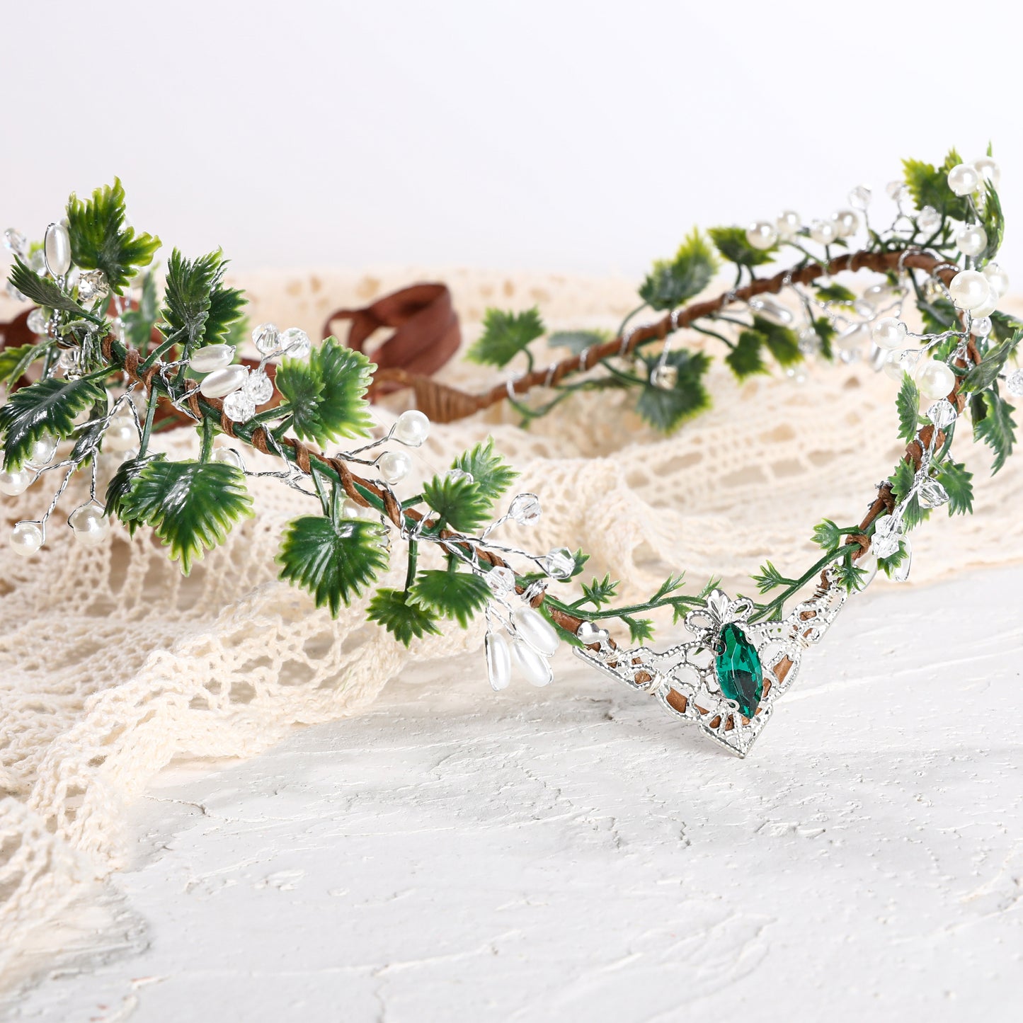 Green Leaf Crown Headband
