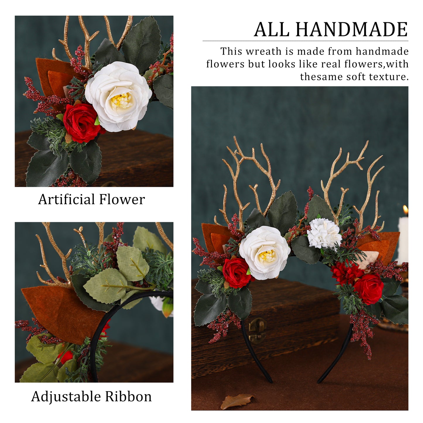 Handmade Branch Antler Headband - Woodland Flower Hairband