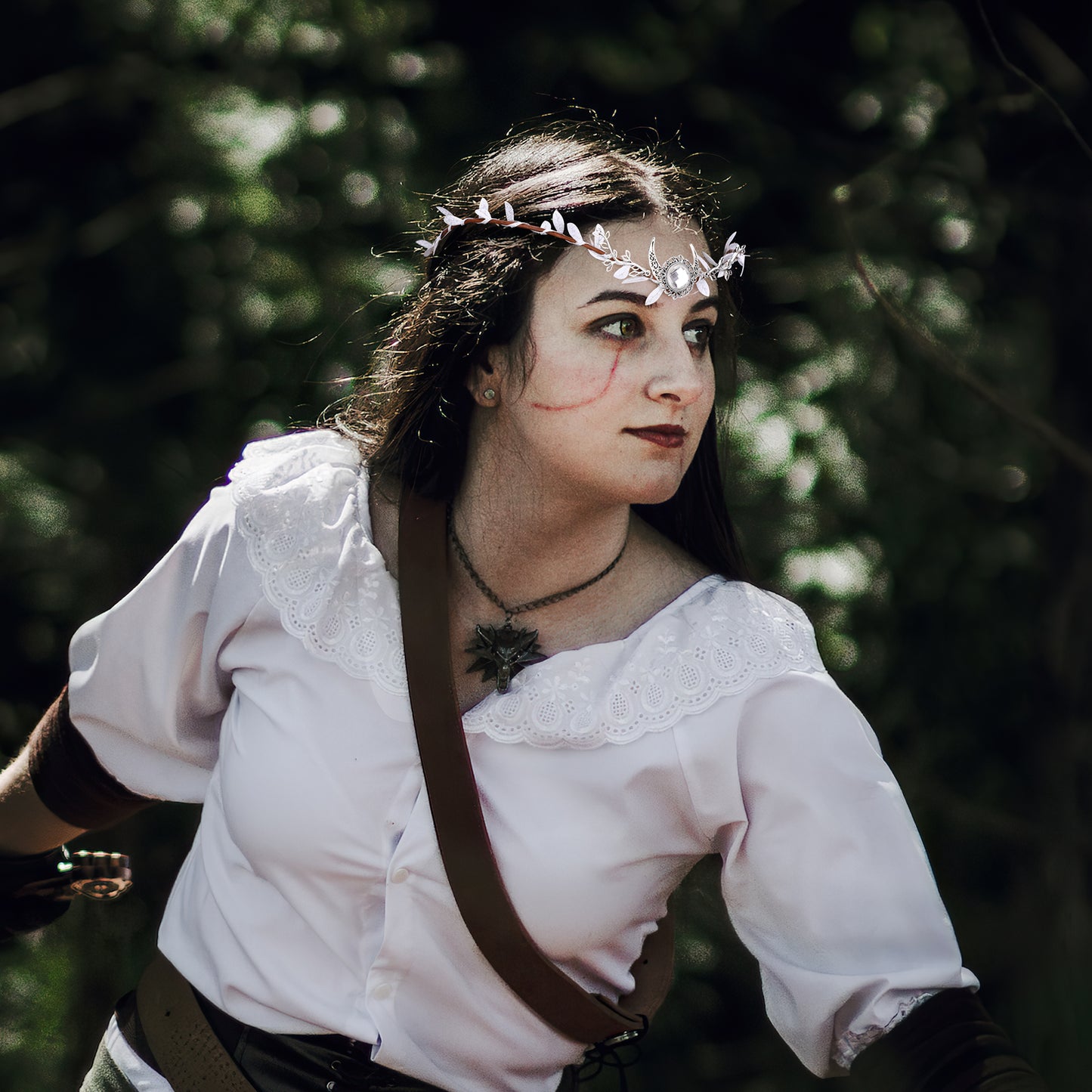 Woodland Moon Tiara Crown: Fairy Rhinestone Headpiece, Elf Leaf Crown