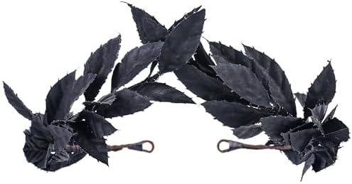 MOSTORY Black Greek Laurel Crown - Handmade Dark Leaf Headband