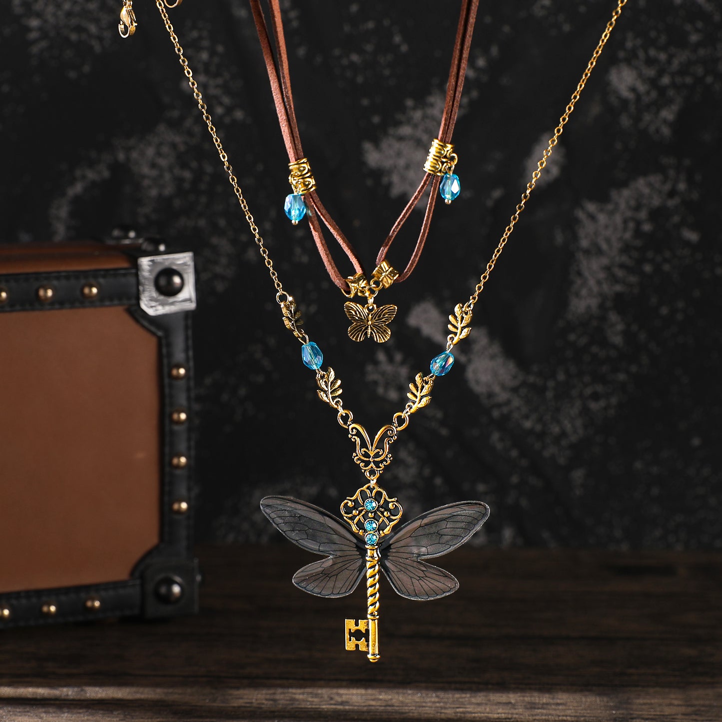 MOSTORY Butterfly Neckalce Fairy Charm Choker Pedant Key Necklace