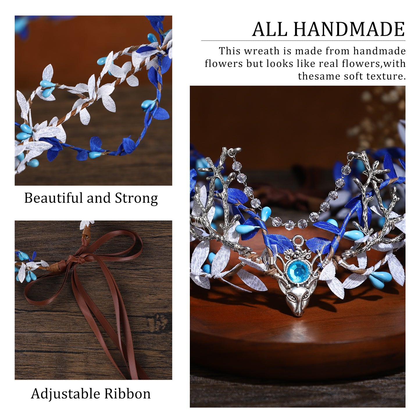 Handmade Woodland Elf Hadpiece - Forest Leaf Crown Fairy Antler Tiara Elven Vine Twig Circlet