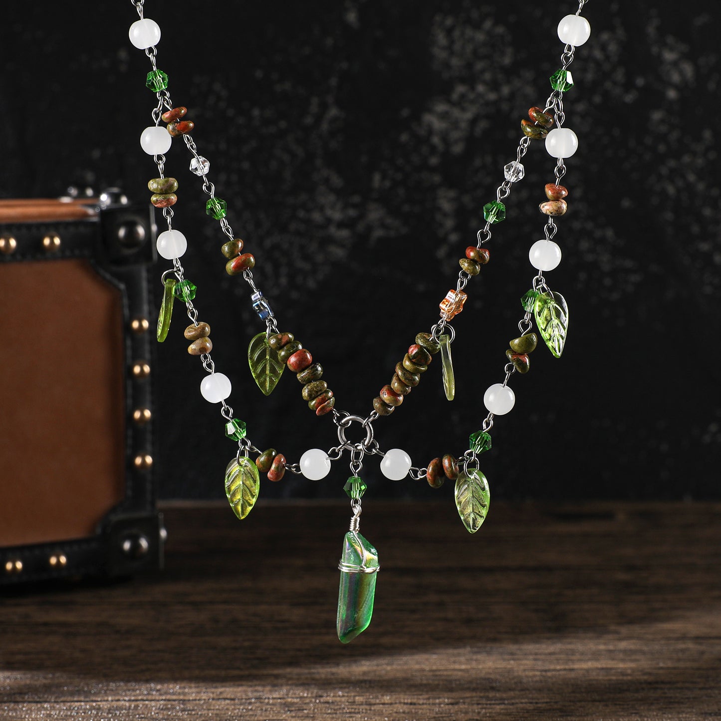 MOSTORY Green Woodland Charm Necklace