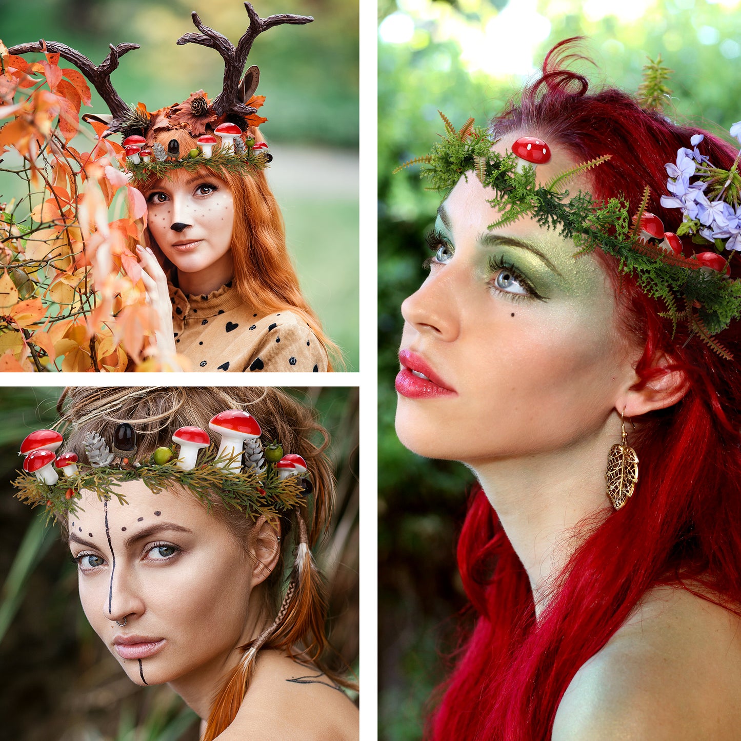 Elf Woodland Headpiece, Red Mushroom Hair Wreath