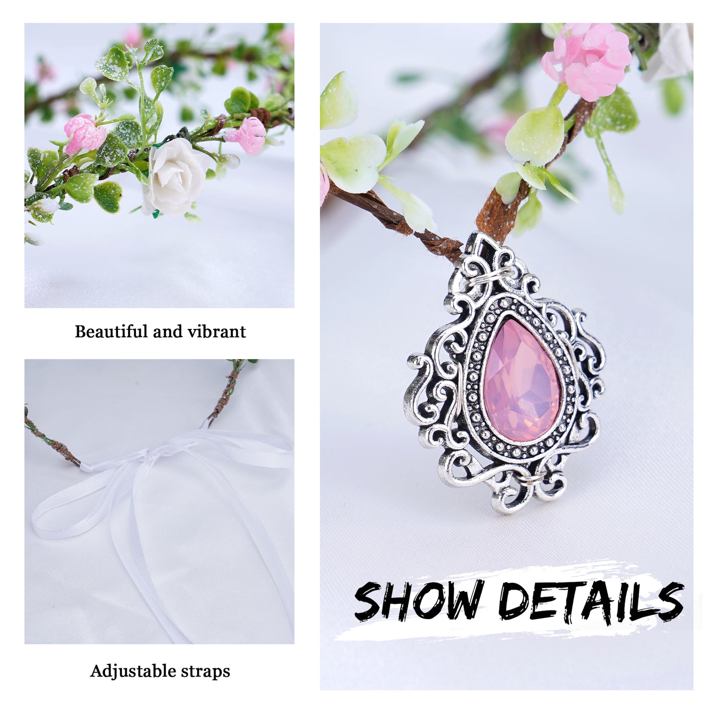 Pink Flower Elven Crown