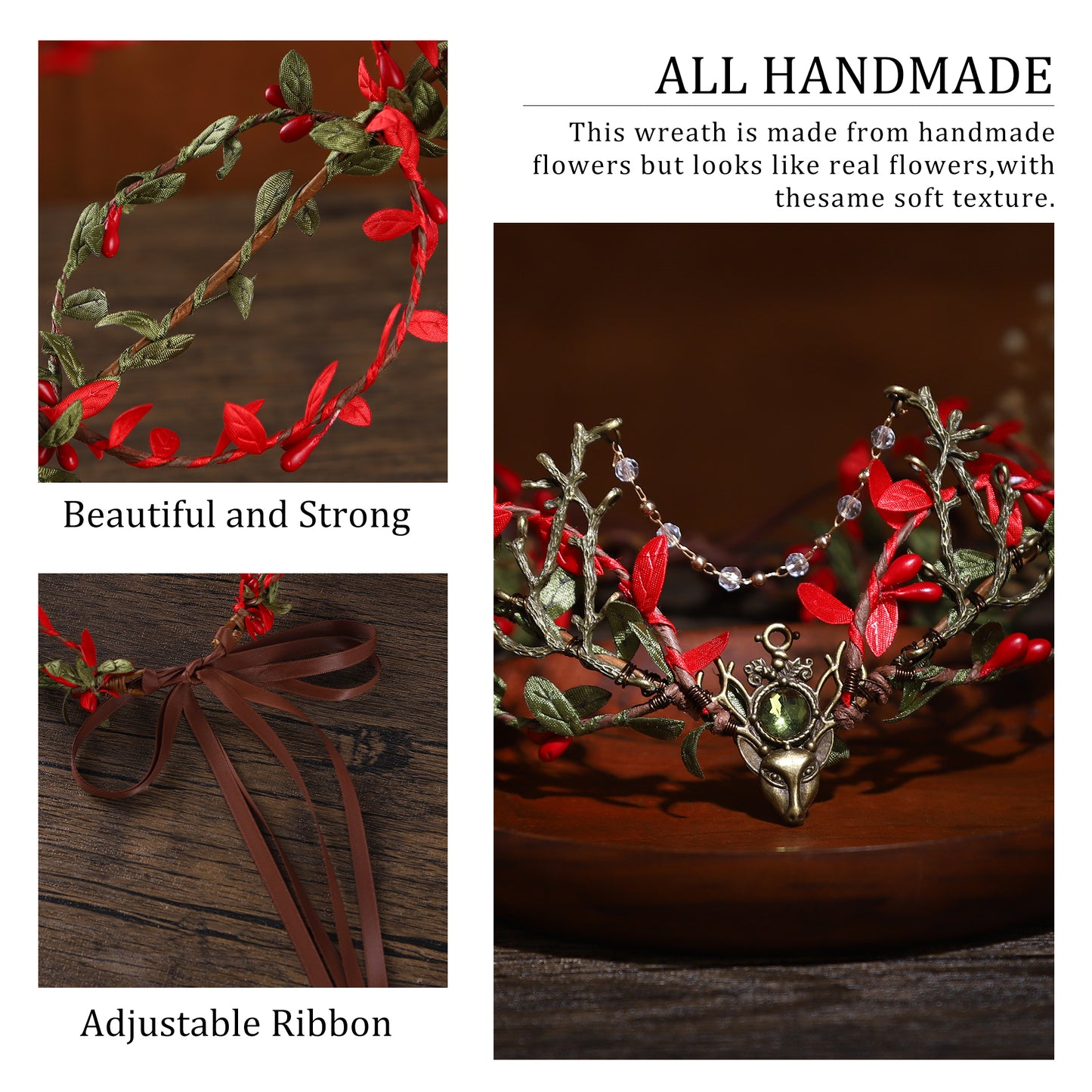 Handmade Woodland Leaf Crown - Forest ELf Hadpiece Green Branch Antler Tiara
