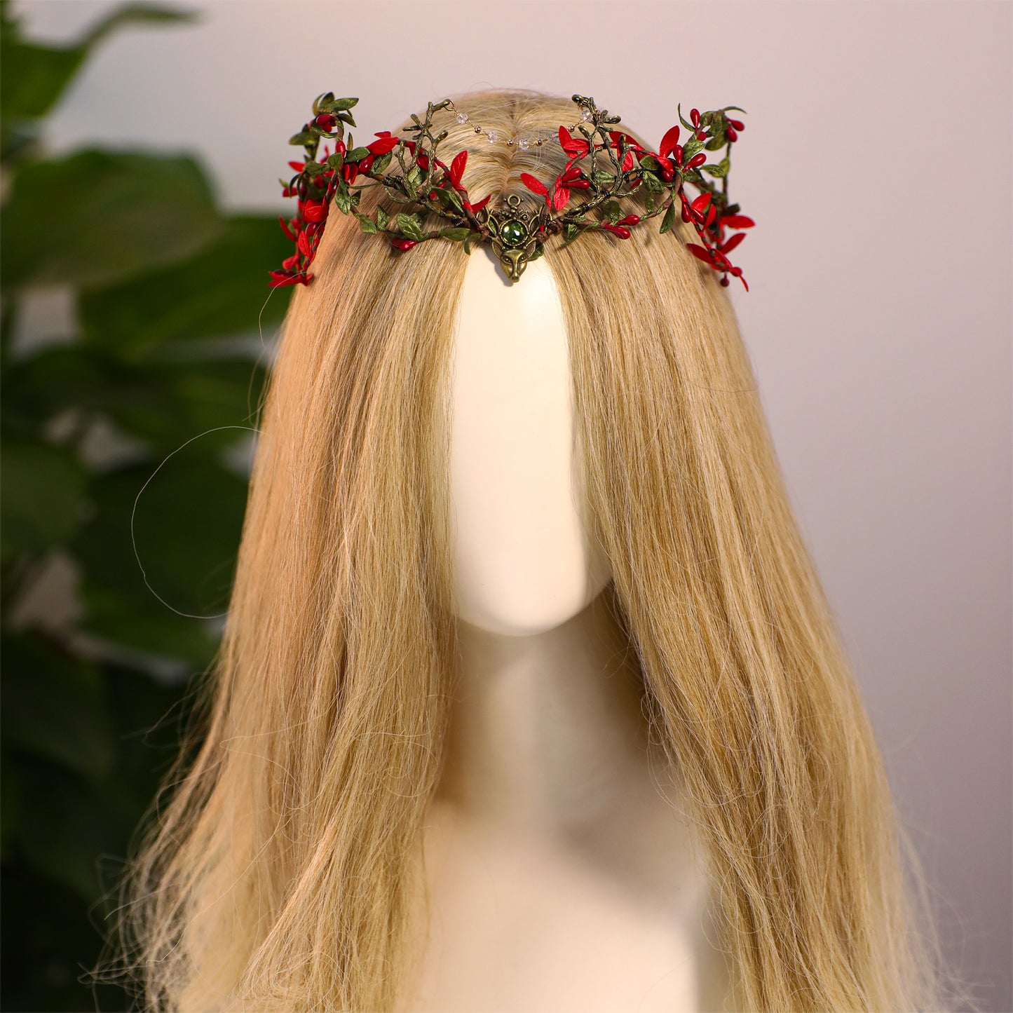 Handmade Woodland Leaf Crown - Forest ELf Hadpiece Green Branch Antler Tiara