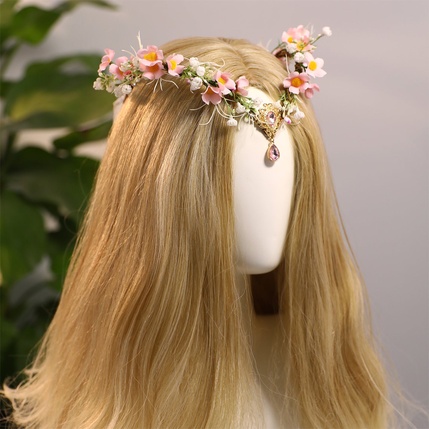 Pink Flower Elf Crown - Handmade Woodland Fairy Headpiece Forest Floral Headband