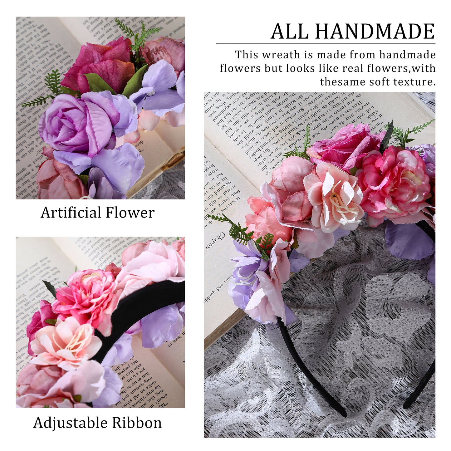 Handmade Mexican Flower Headband - Bohemia Floral Crwon Headpiece