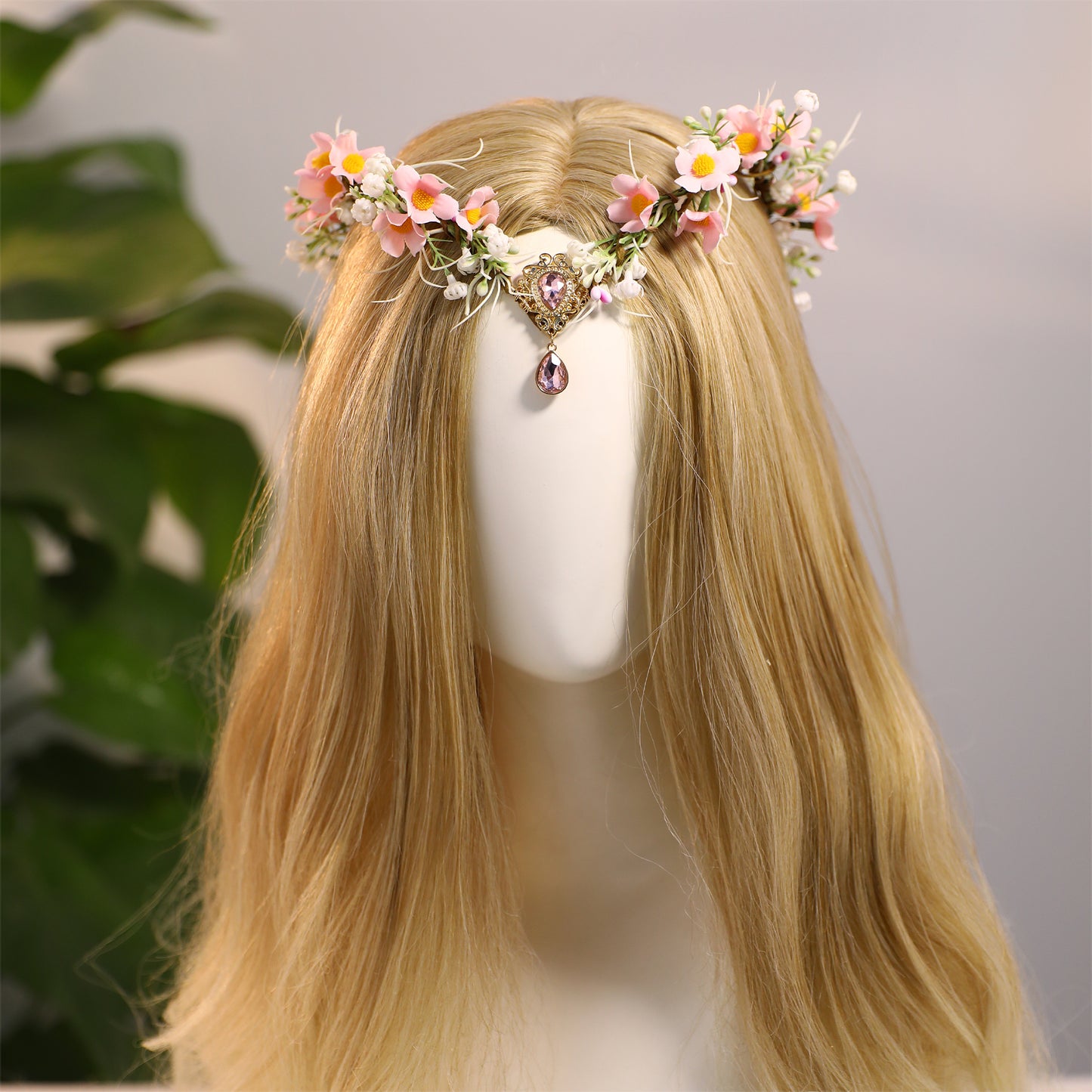 Pink Flower Elf Crown - Handmade Woodland Fairy Headpiece Forest Floral Headband