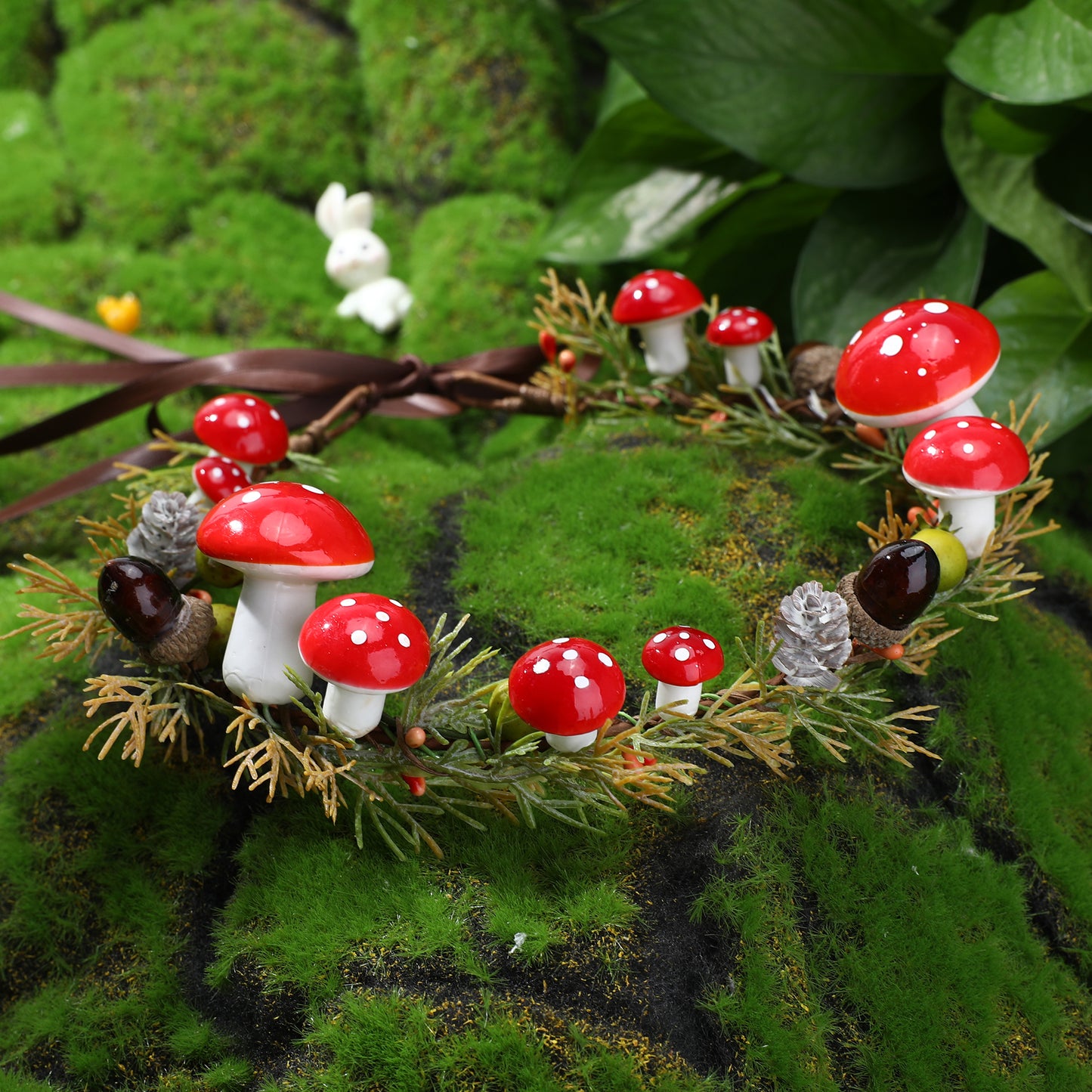 Elf Woodland Headpiece, Red Mushroom Hair Wreath