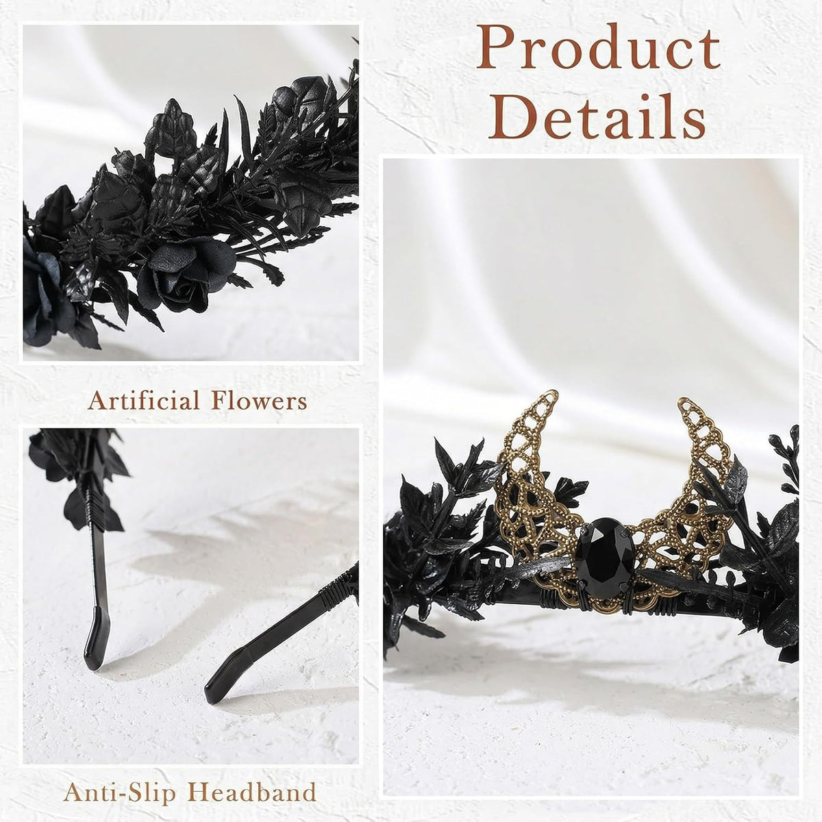Black Moon Flower Crown – Gothic Renaissance Circlet