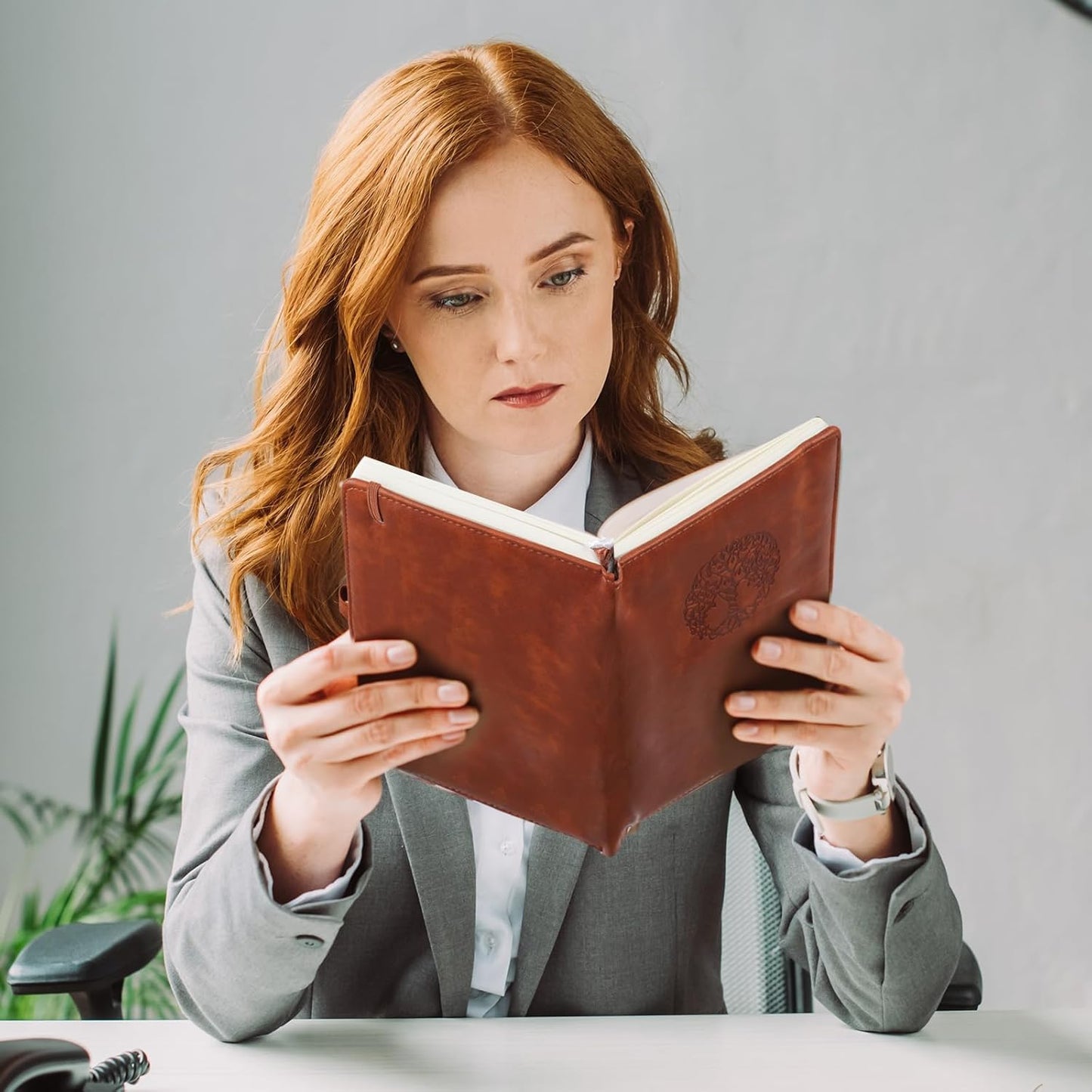 Lined Journal Notebook for Women Men, Hardcover Leather Journals for Writing 300 Pages 5.7"×8.3" Brown Bible Diary College Ruled Paper Note Books for Work and School