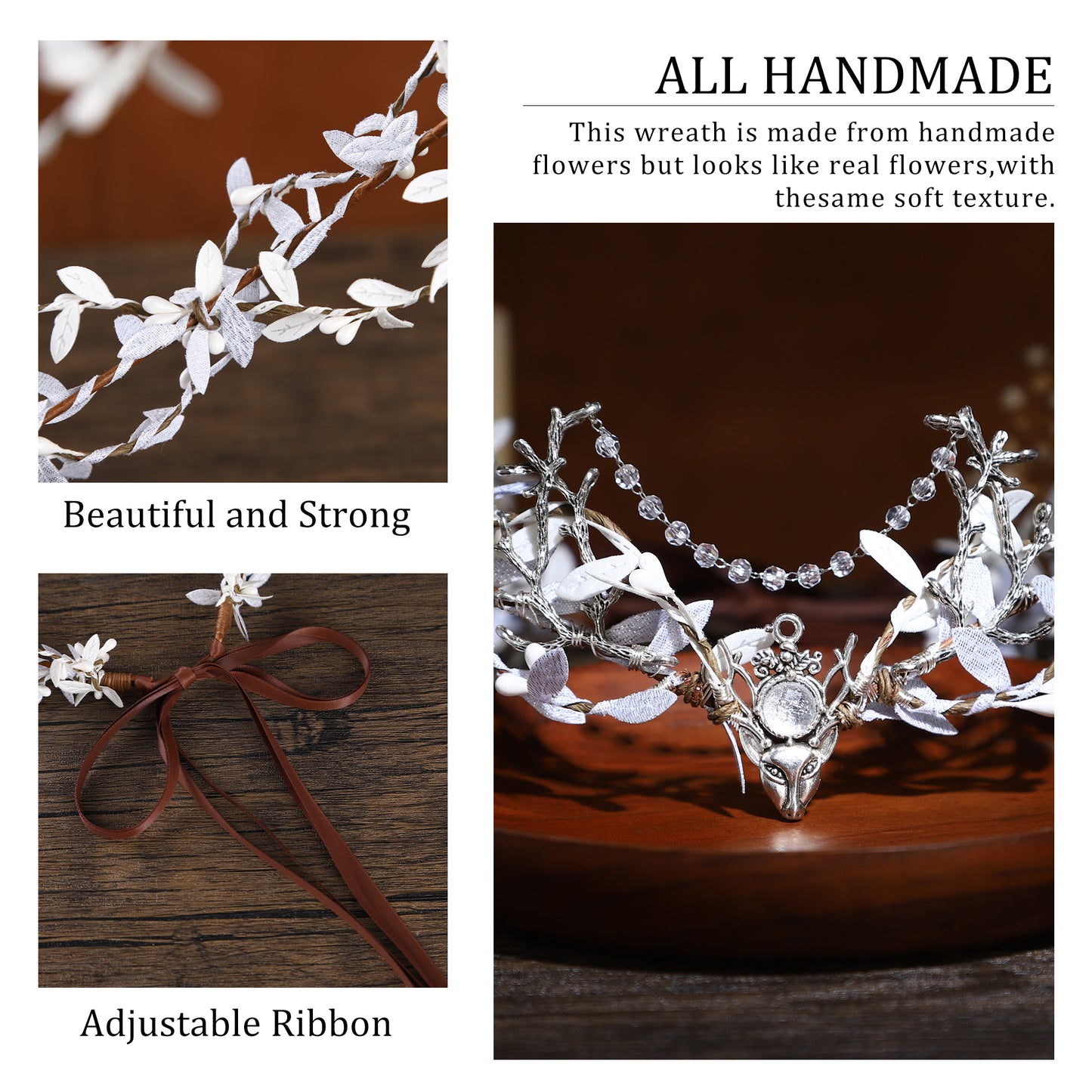 Handmade Forest Elf Crown - Woodland Cirlet Fairy Antler Tiara