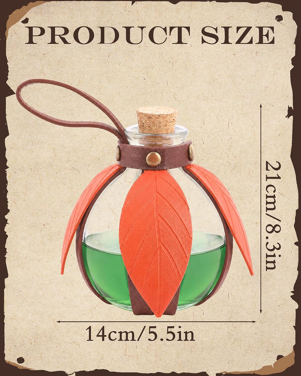 Medieval Potion Bottle with Orange Leaf