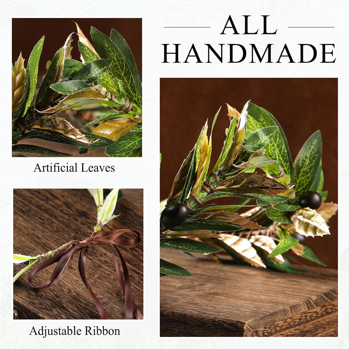 MOSTORY Gold Green Olive Leaf Laurel Wreath Headpiece