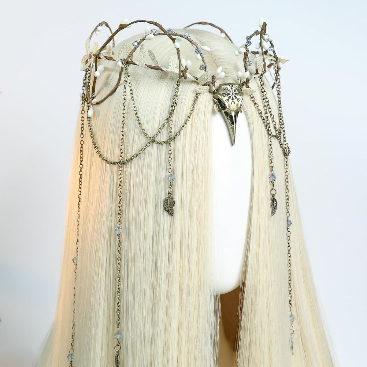 MOSTORY Witch Headpiece with Crow & Tassel for Women