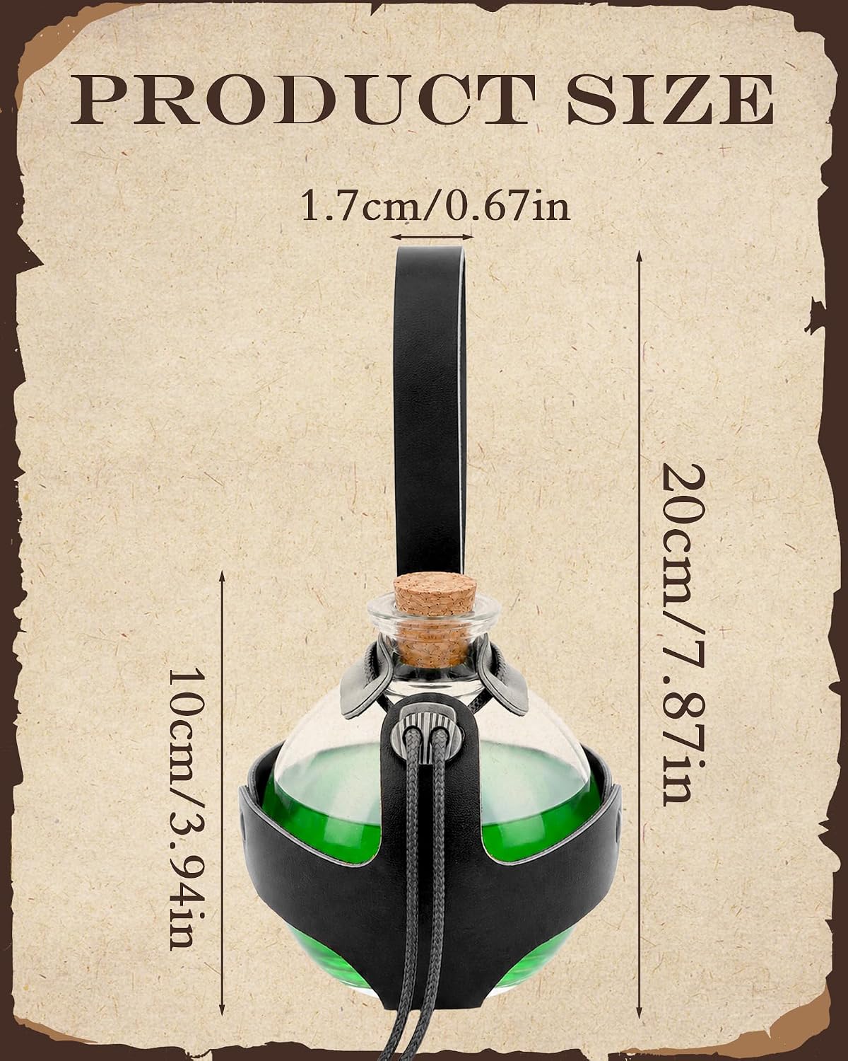 MOSTORY Brown Renaissance Drawstring Potion Bottle for Cosplay