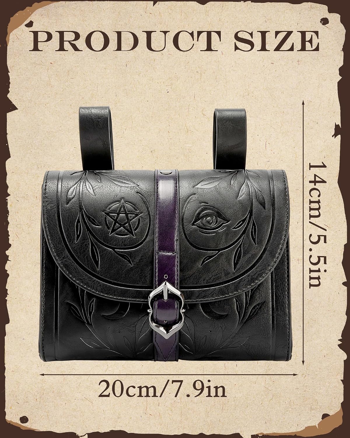 Black Renaissance Belt Pouch for Medieval Larp Cosplay