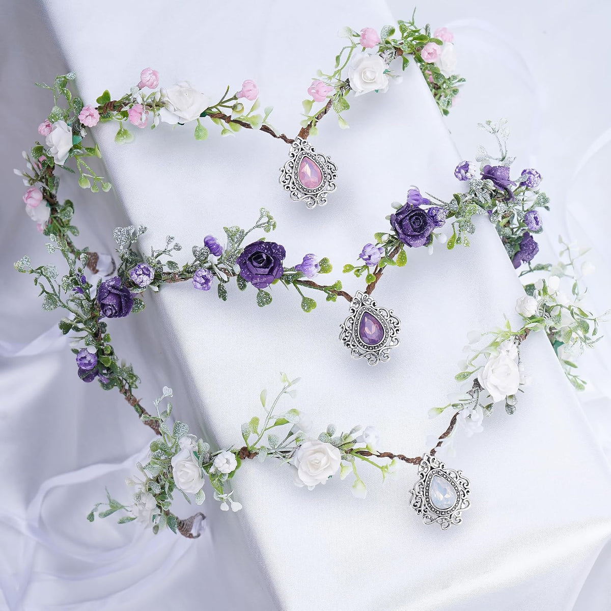 MOSTORY Fairy Purple Flower Crown – Elf Floral Headpiece