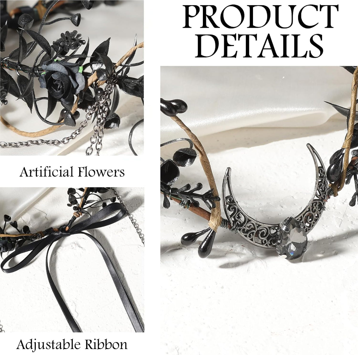 Gothic Flower Witch Headpiece – Dark Moon Elf Crown