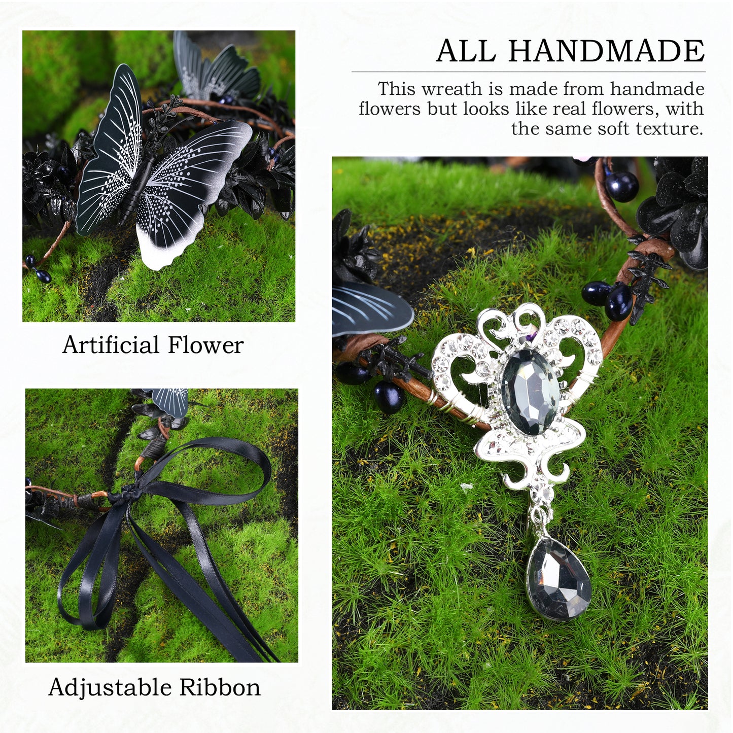 Dark Fairy Wings Crown: Woodland Elf Circlet, Butterfly Fascinator