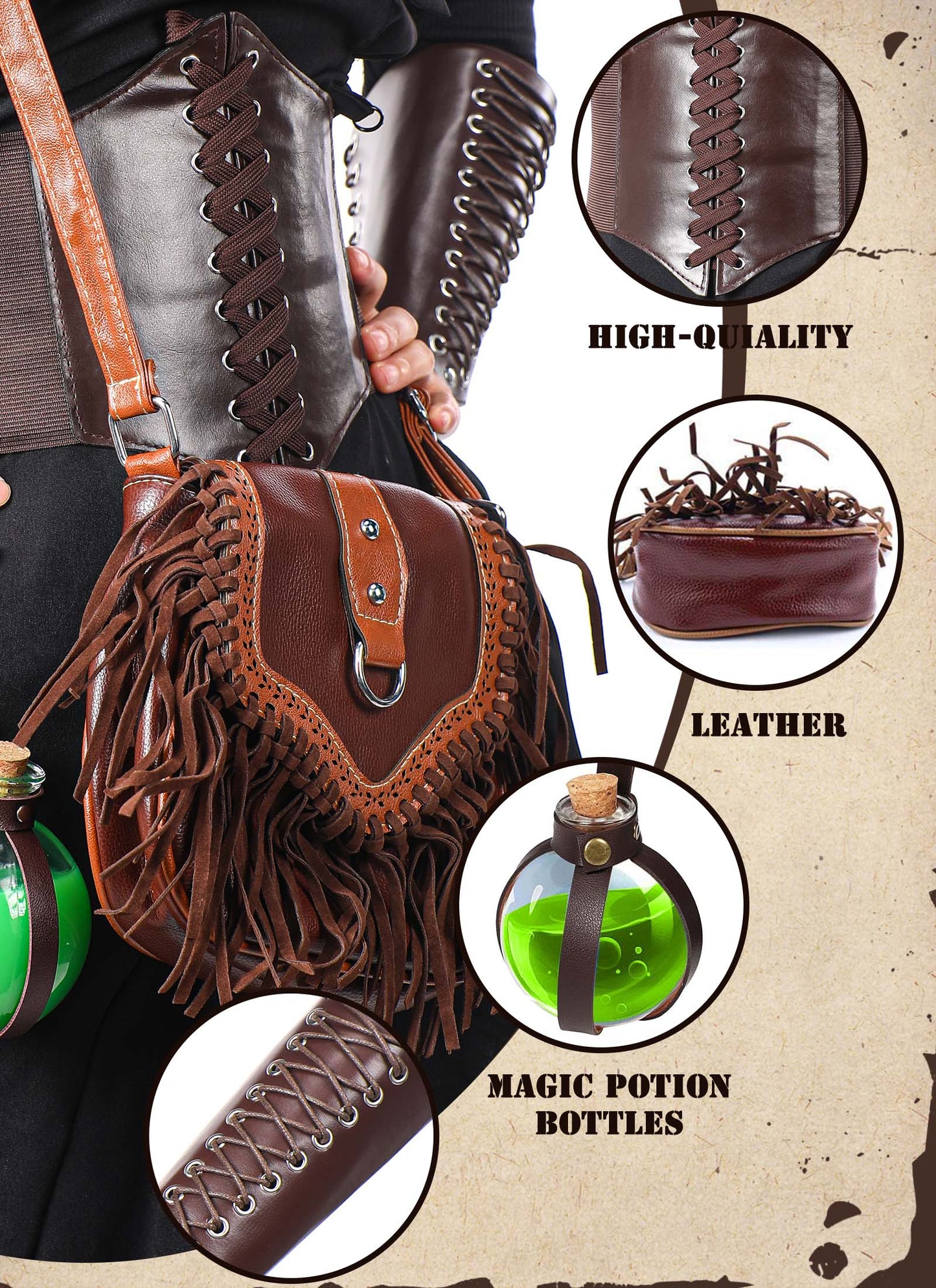 Medieval Renaissance Accessory Set - 6 Pcs Viking Costume Set for Women