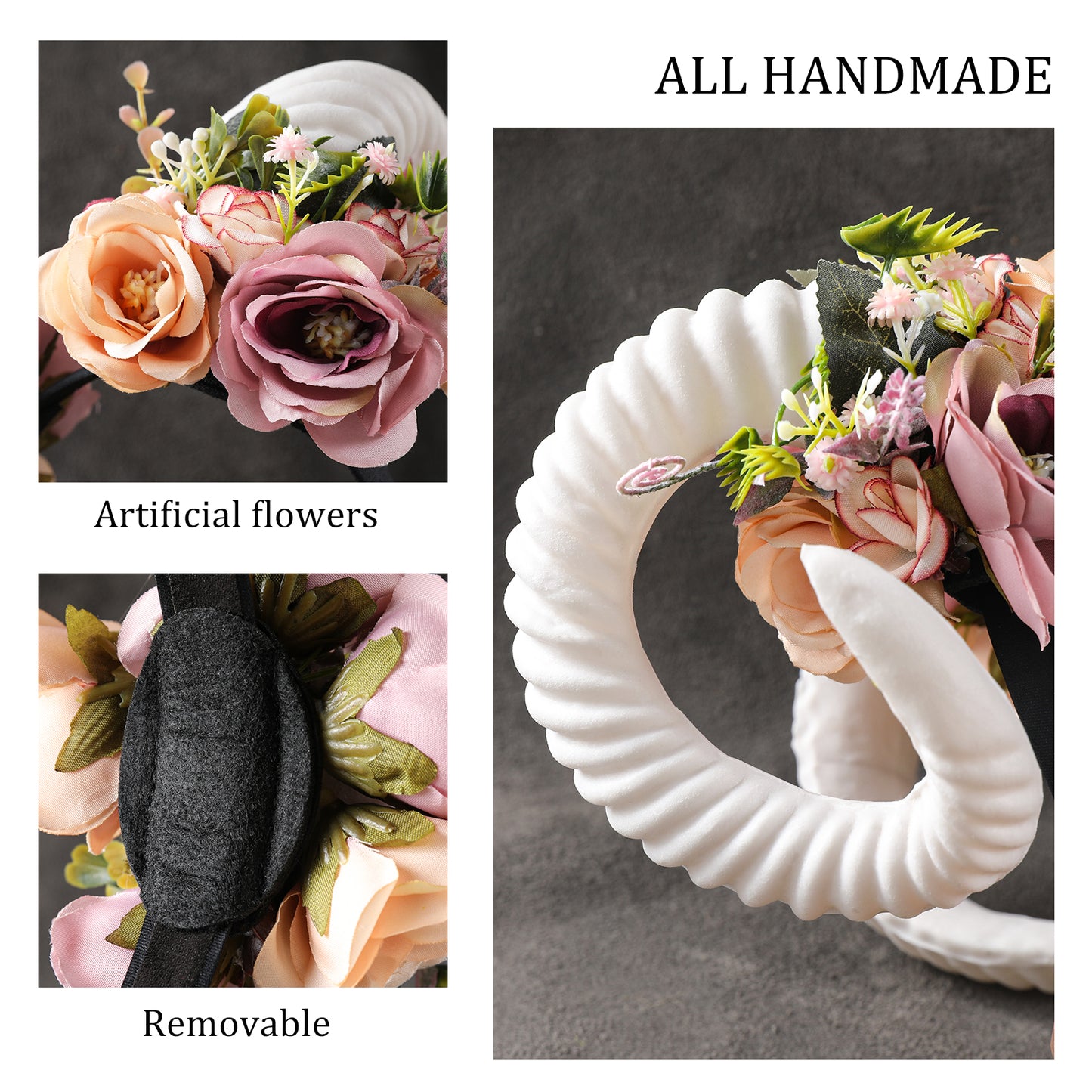 MOSTORY Gold Flower Horns Headband - Devil Horns Hairband Floral Horn Hairhoop Demon Horn Headband