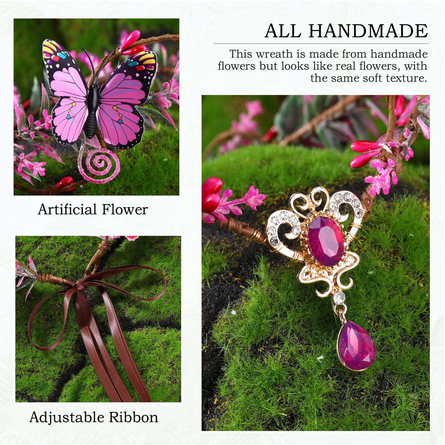 Fairy Queen Crown: Pink Wings, Elf Headpiece, Woodland Butterfly
