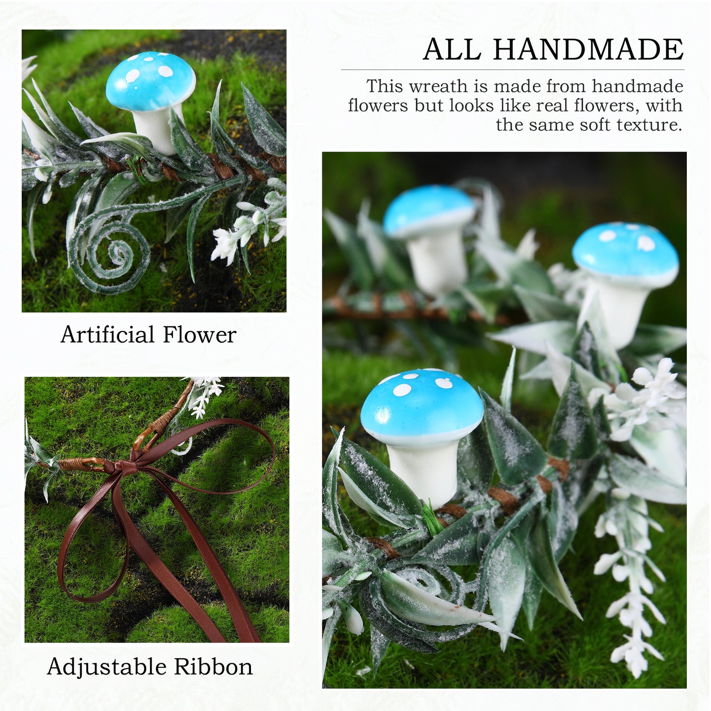 Fairy Wood Crown Blue Mushroom Headband