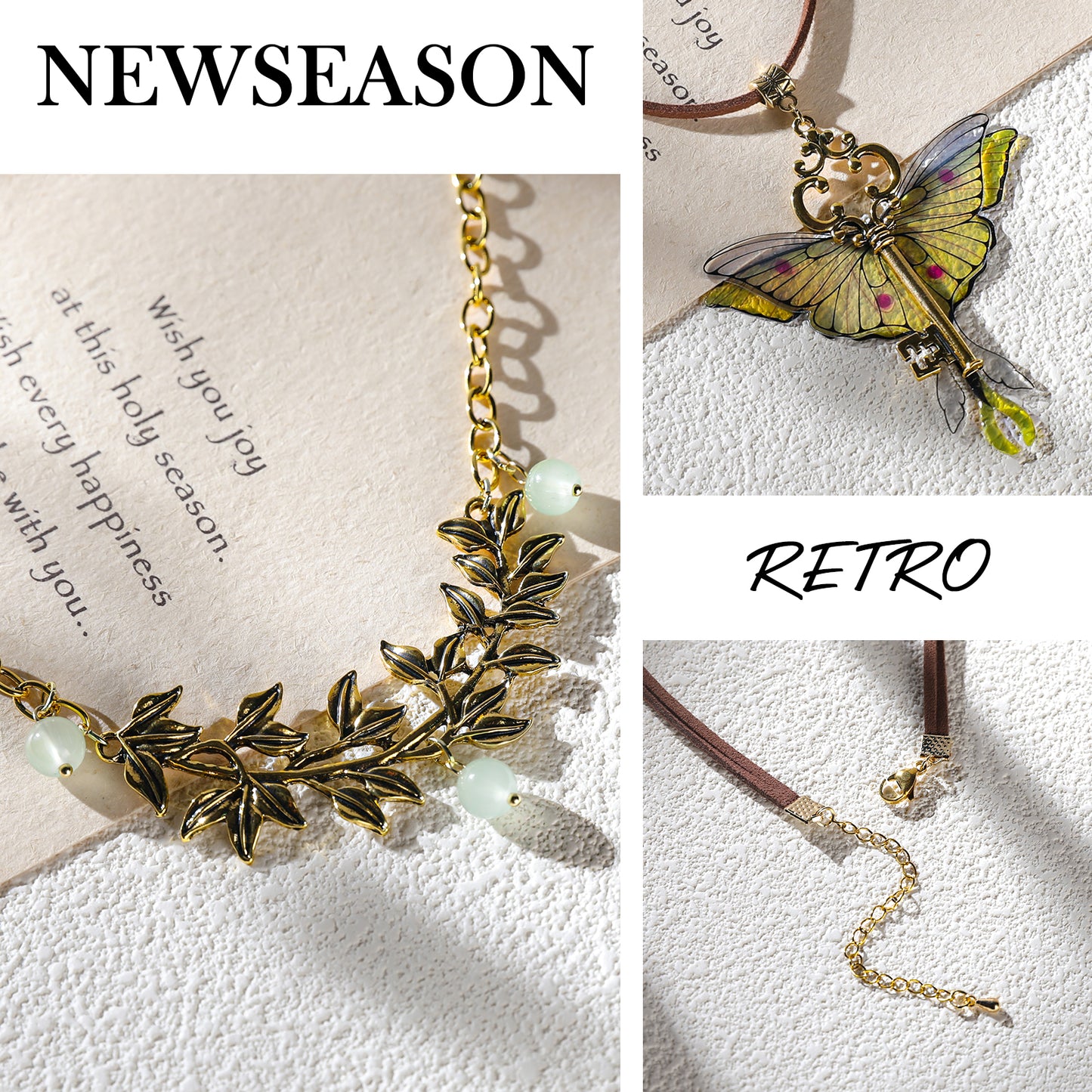 MOSTORY Golden Butterfly Layered Renaissance Boho Neckalce