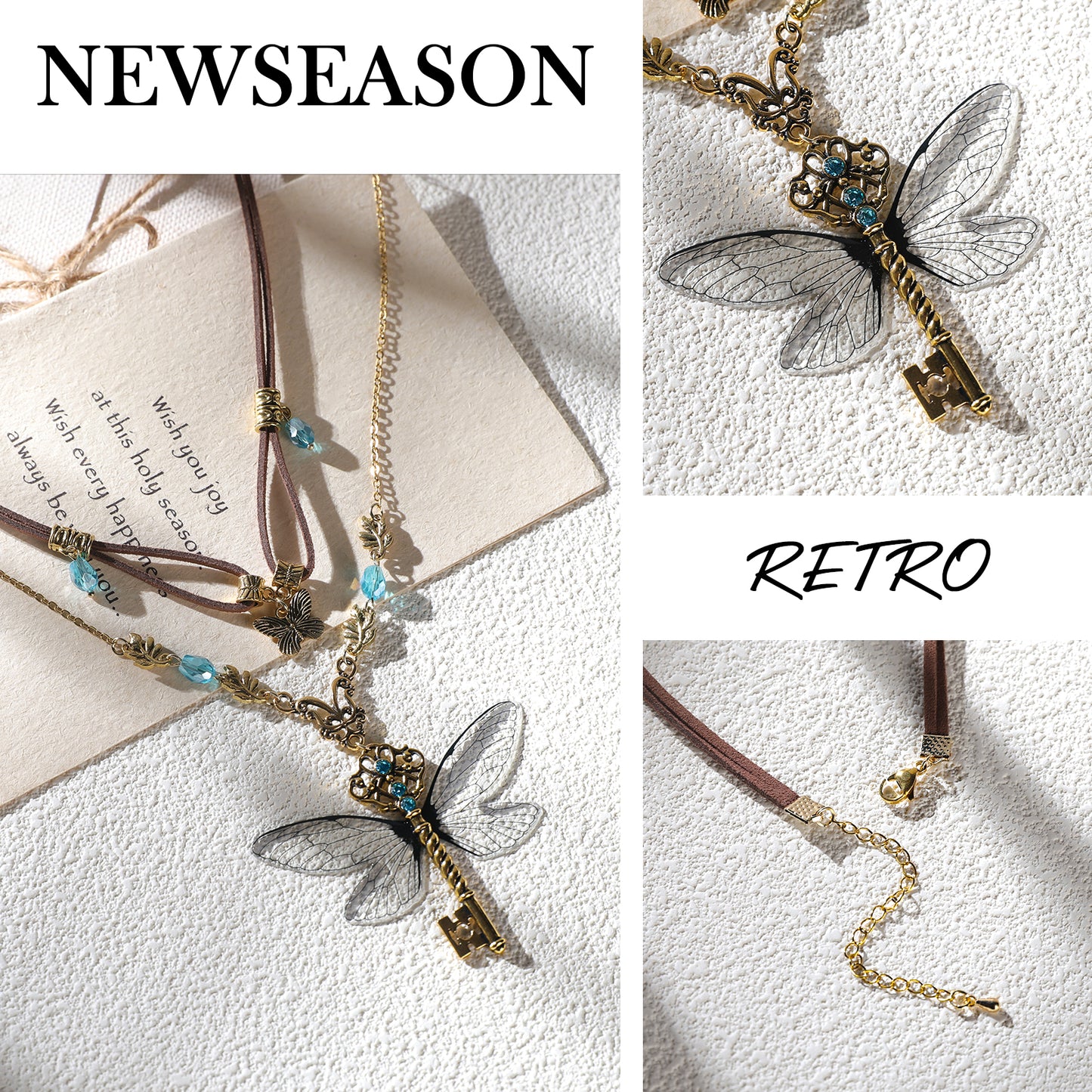 MOSTORY Butterfly Neckalce Fairy Charm Choker Pedant Key Necklace