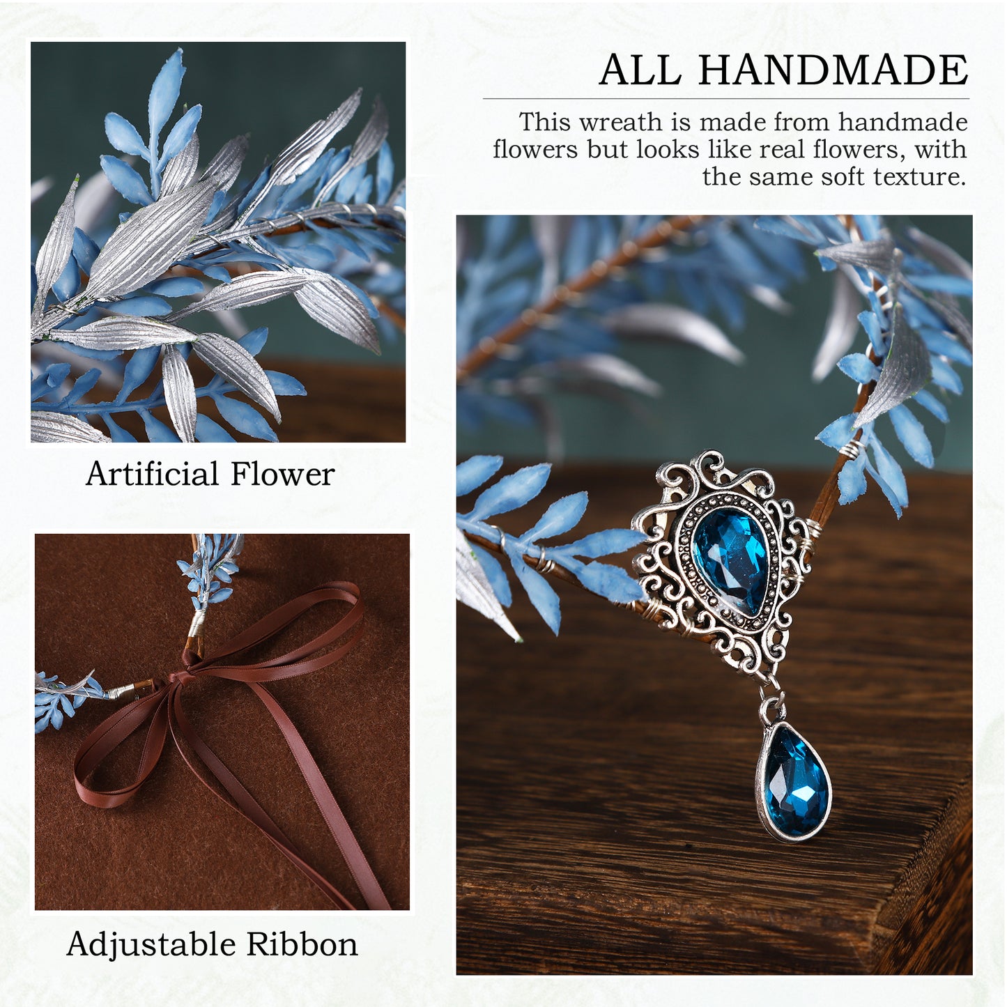 Handmade Flower Elf Crown - Woodland Fairy Headpiece Elven Floral Tiara Forest Circlet