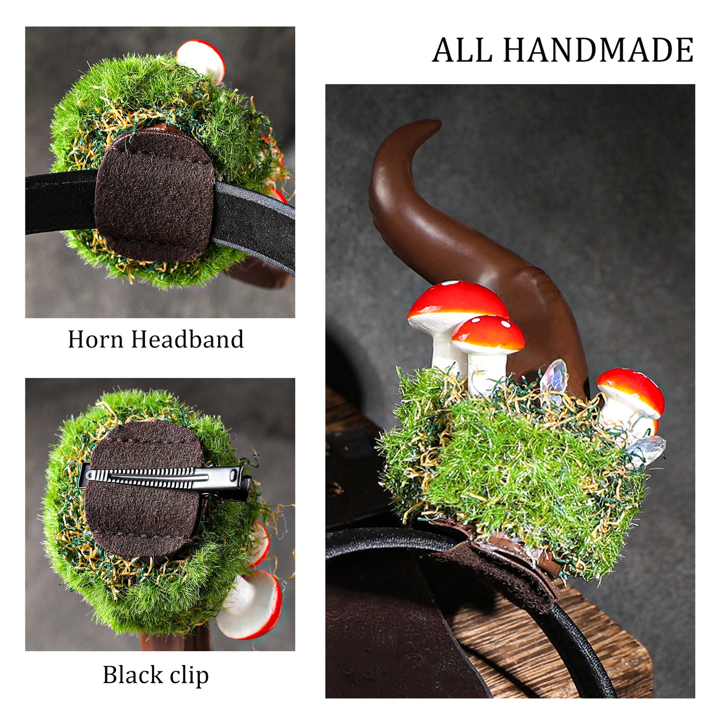 Brown Demon Horns Headband - Devil Horn Headband Gothic Horn