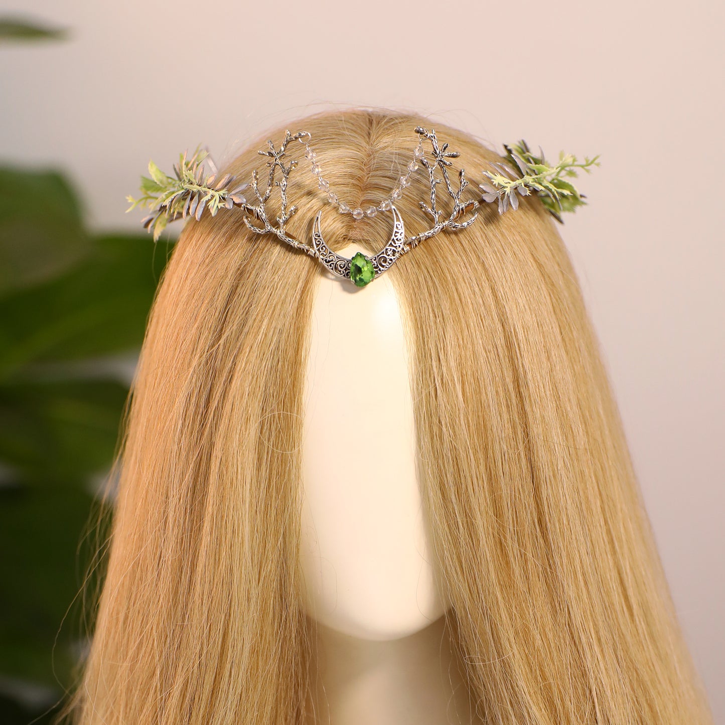 Handmade Moon Flower Crown - Fairy Headpiece Woodland Elf Circlet Forest Tiara