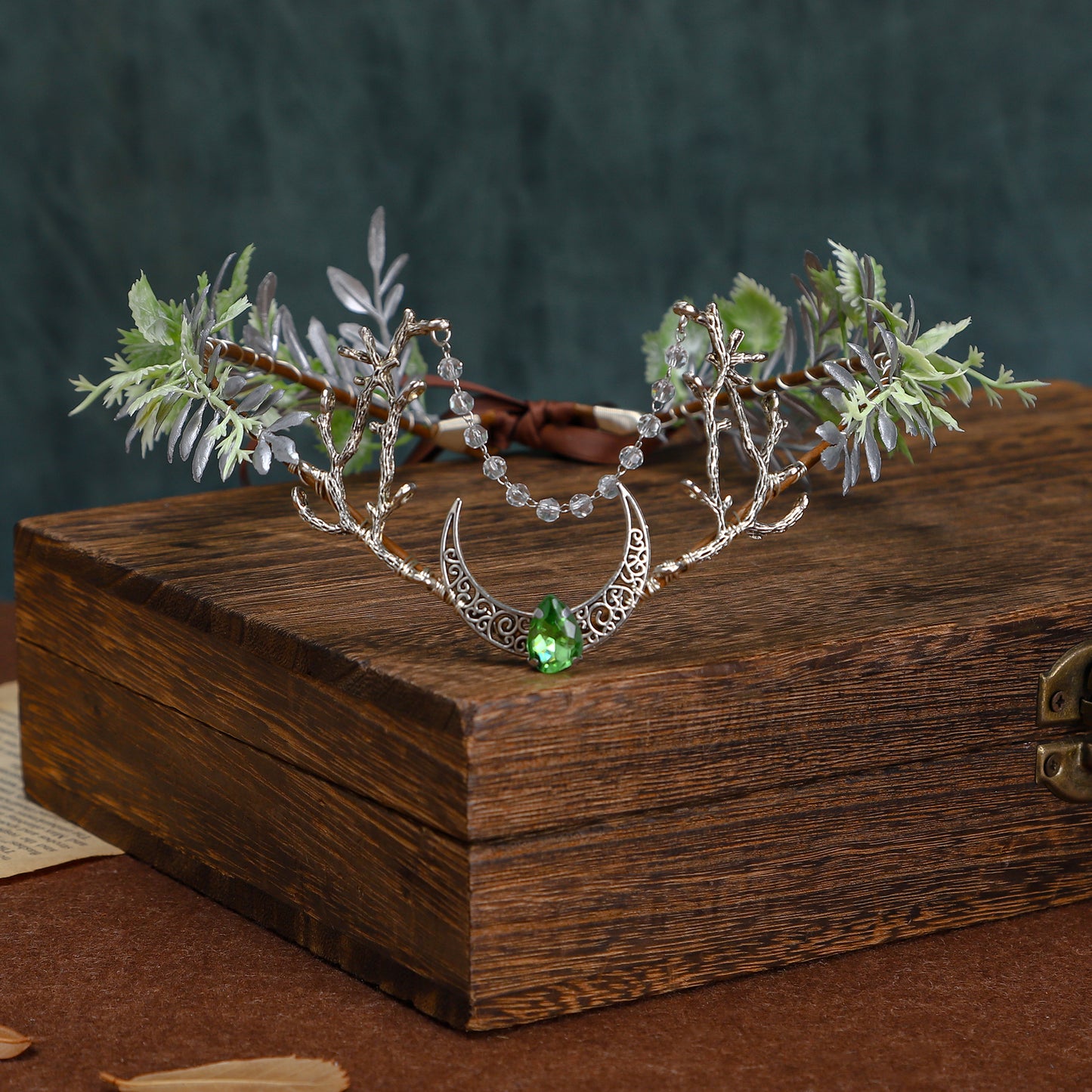 Handmade Moon Flower Crown - Fairy Headpiece Woodland Elf Circlet Forest Tiara