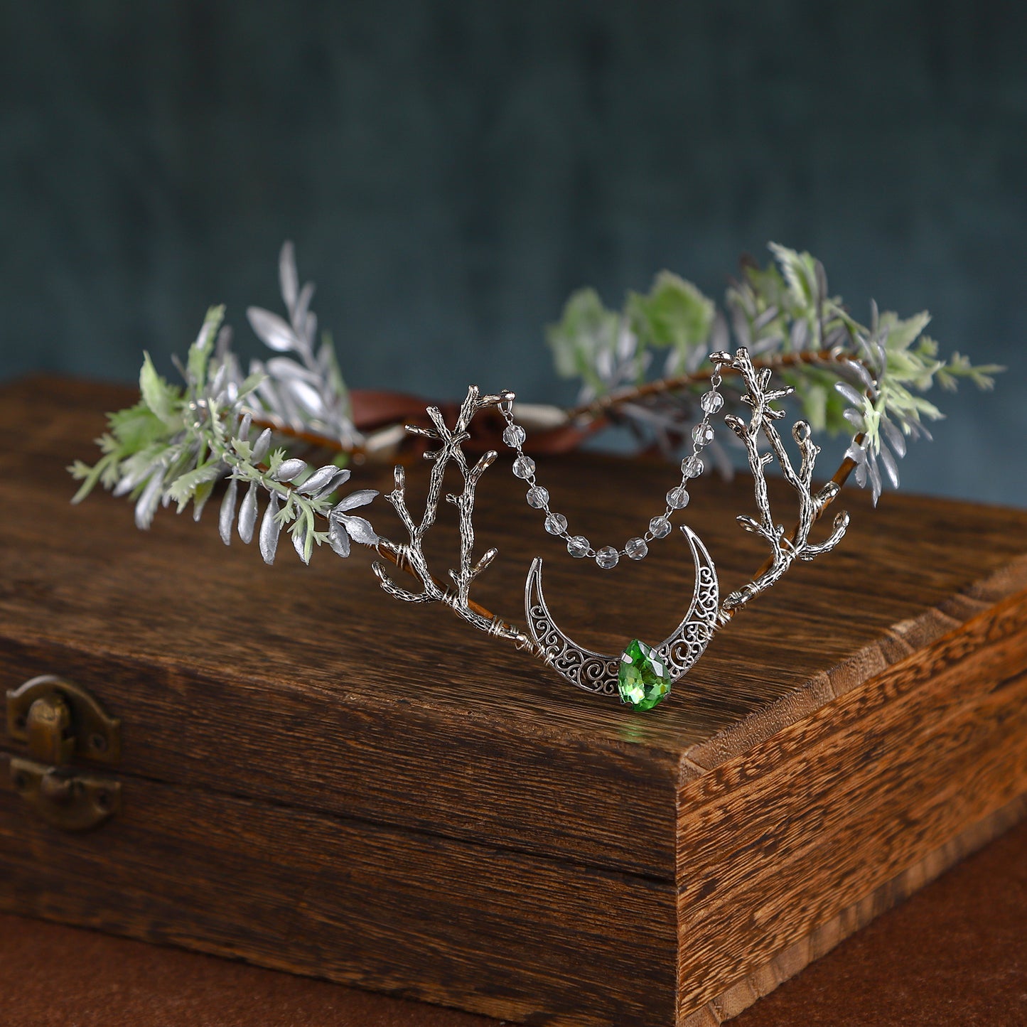 Handmade Moon Flower Crown - Fairy Headpiece Woodland Elf Circlet Forest Tiara