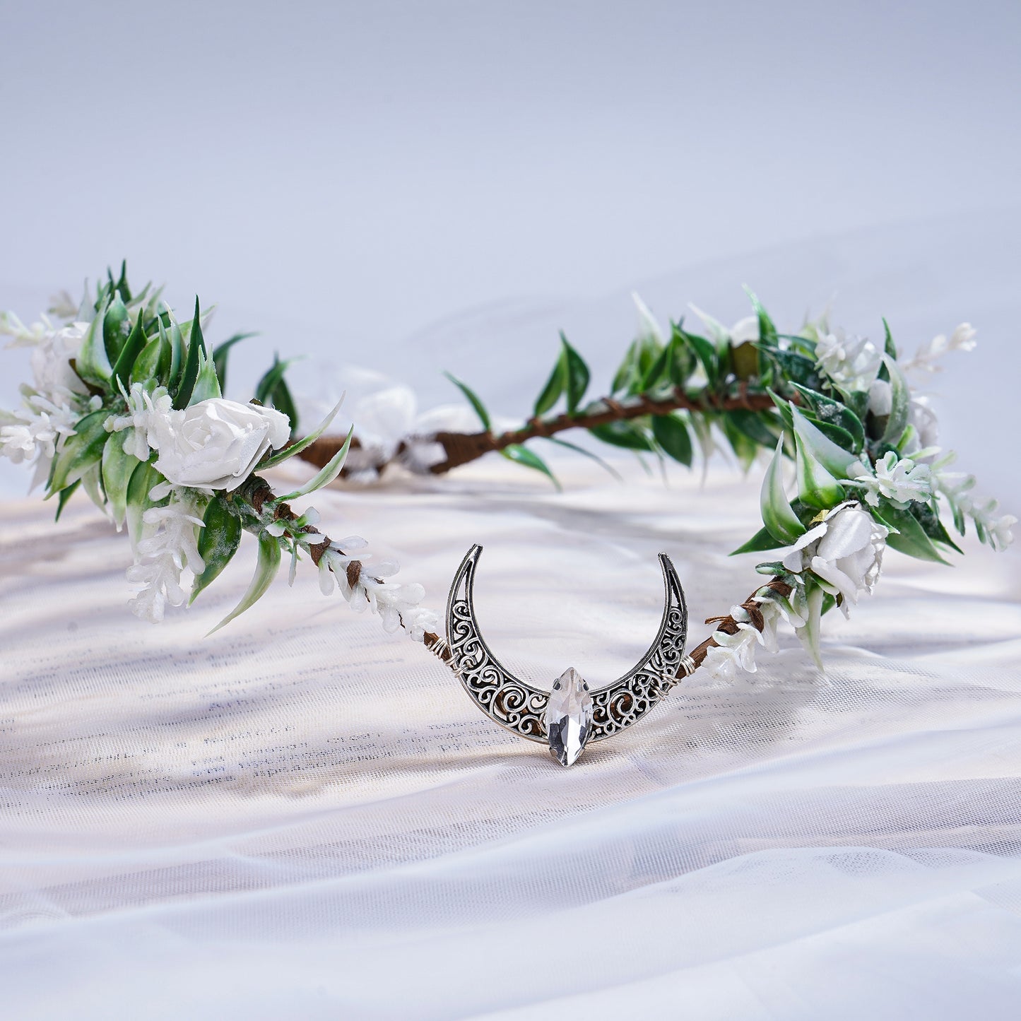 Handmade Fairy Flower Crown - Woodland Moon Headpiece