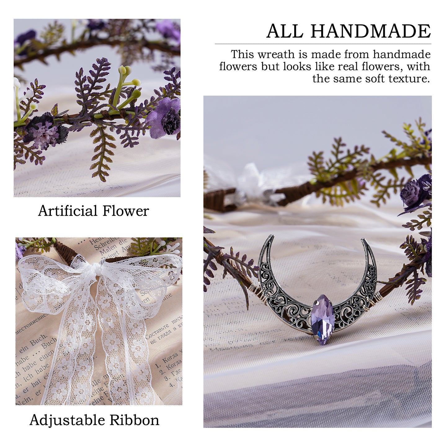 Handmade Purple Woodland Flower Crown