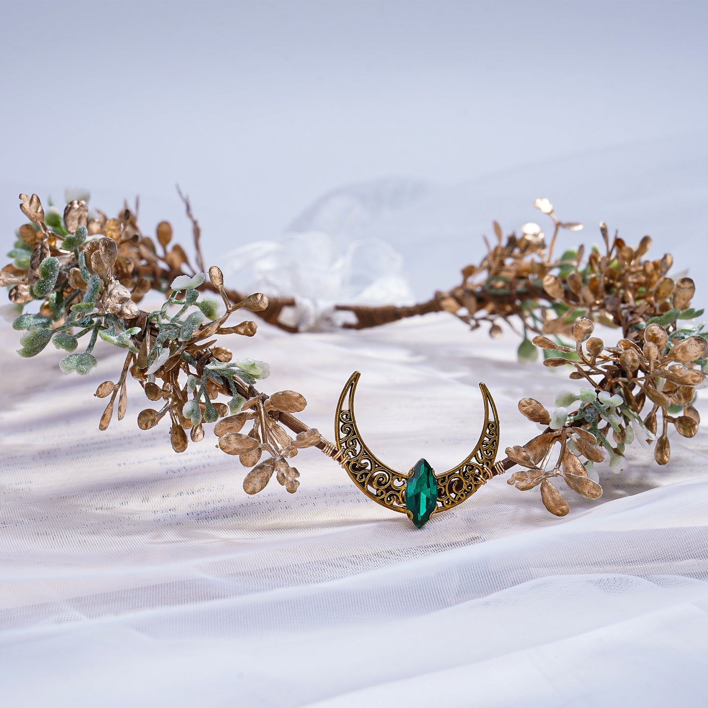 Handmade Gold Flower Moon Headpiece - Fairy Floral Crown