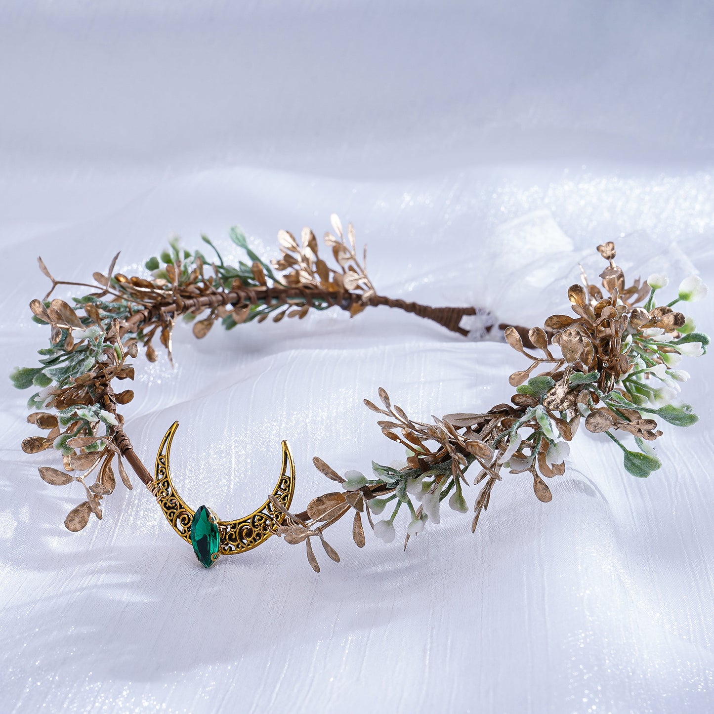 Handmade Gold Flower Moon Headpiece - Fairy Floral Crown