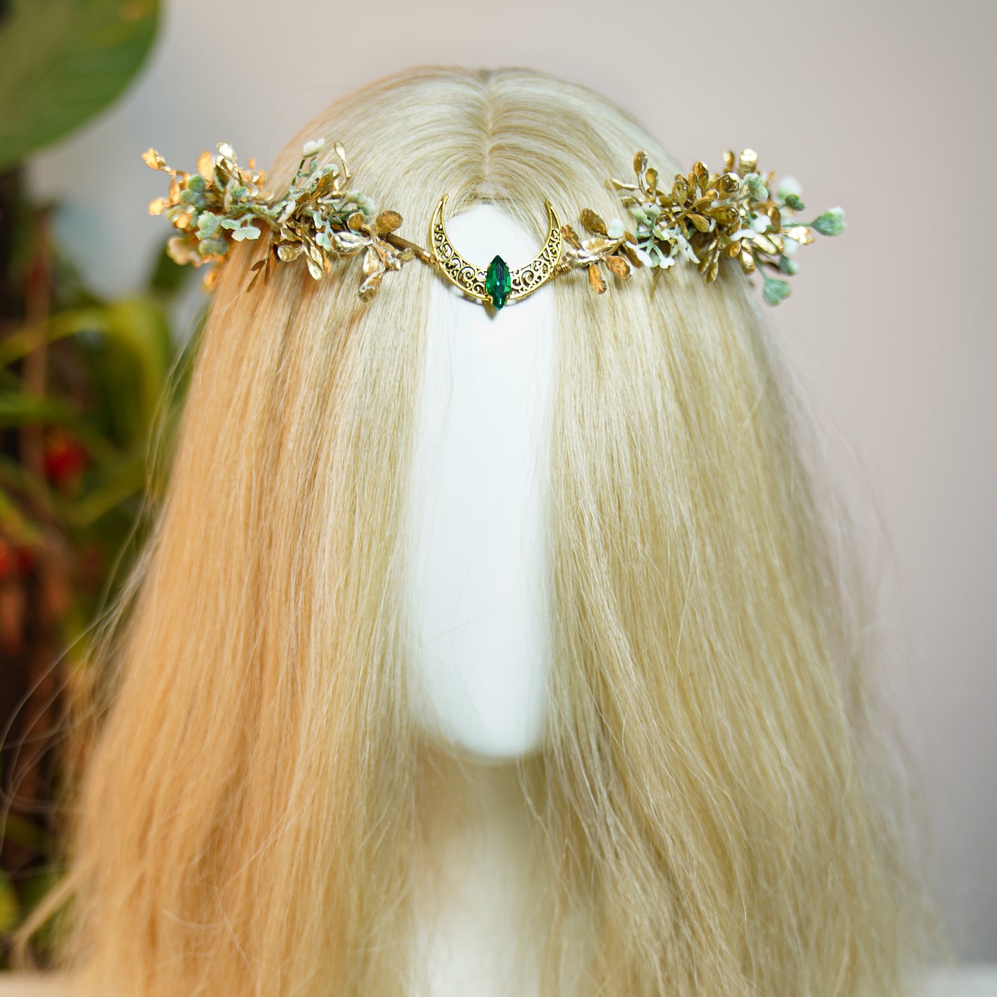 Handmade Gold Flower Moon Headpiece - Fairy Floral Crown